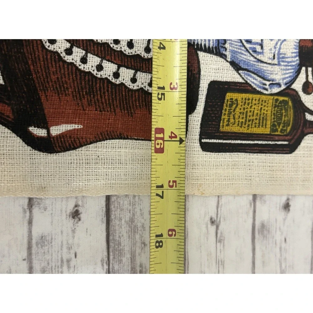 1979 Vintage MCM Linen Calendar Tea Towel Wall Hanging Country Horses Folk Art